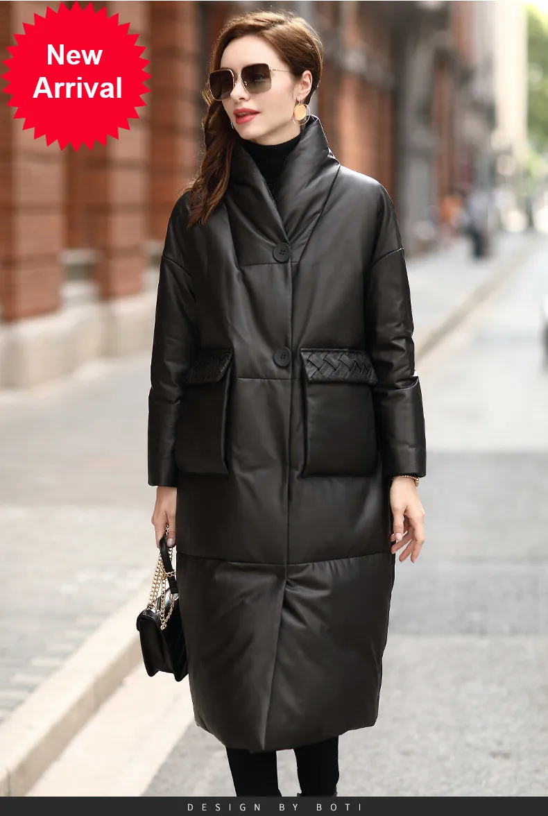 2020 nye fåreskind Europæisk stil frakke frakke personlig mode løs læder dunjakke Kvinder Mid-længde 1