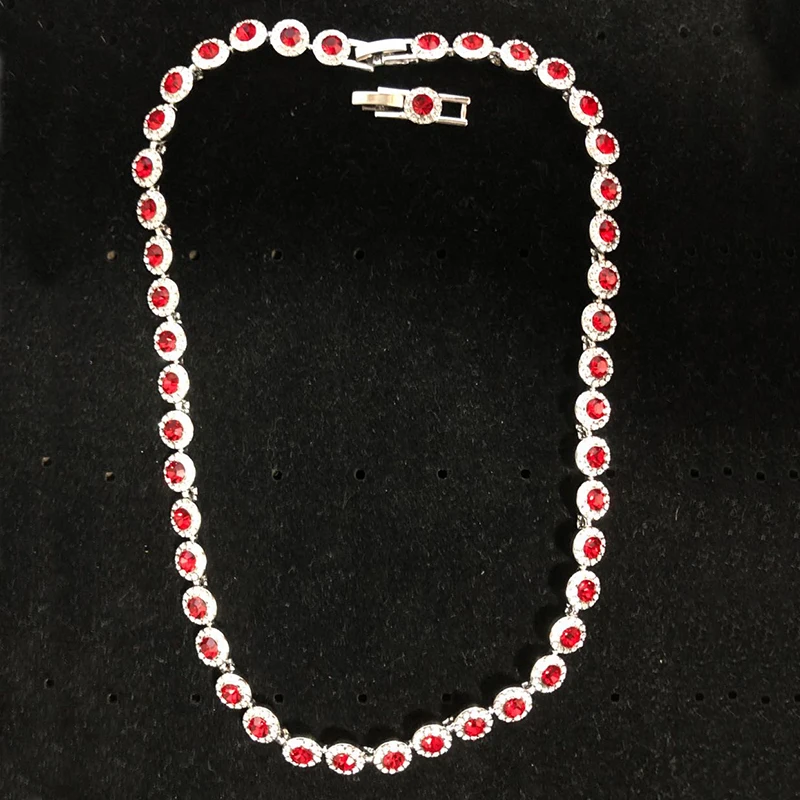 Mode Smykker SWA Nye ENGLEAGTIGE HALSKÆDE Charmerende Røde Runde Krystal Dekoration Kvindelige Tendens Luksus Smykker Romantisk Gave 1