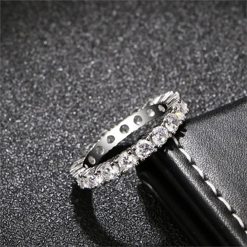 Kvindelige Enkelt Række Fuld Cubic Zircon Ring Delikat Ægteskab Engagement Forslag Charme Finger Smykker for Kæreste 1