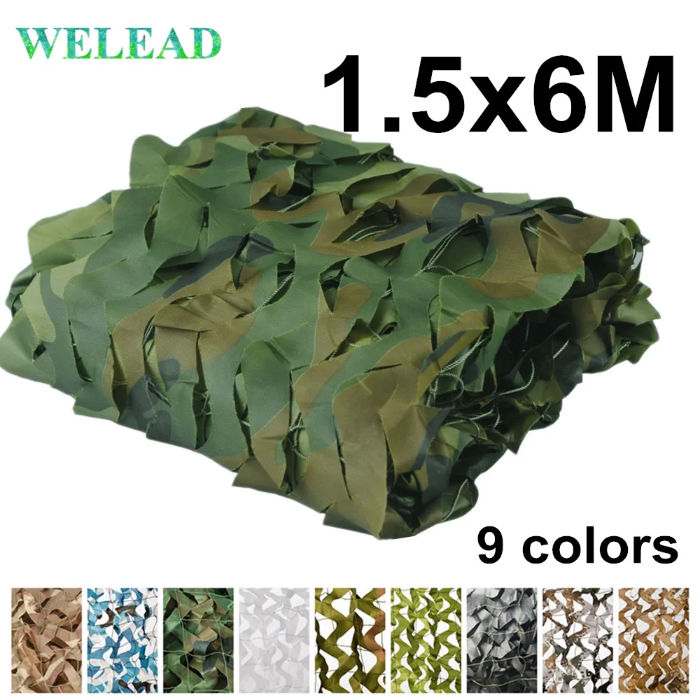 WELEAD 1.5x6M Forstærket Camouflage Net Militære Hvid Sort Sand, til Udendørs Markise Have Skygge Dække for at Skjule Mesh 1.5*6M-1.5 x 6 1