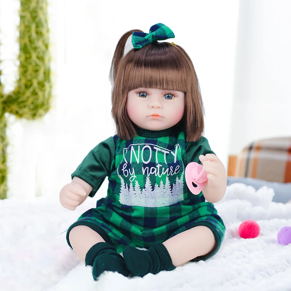 NYE 42CM Reborn Baby Doll 17 Tommer Realistisk og naturtro Nyfødte Babyer Dukke Legetøj Til Piger Toddler Blå Øjne Genfødt Fødselsdagsgave 1