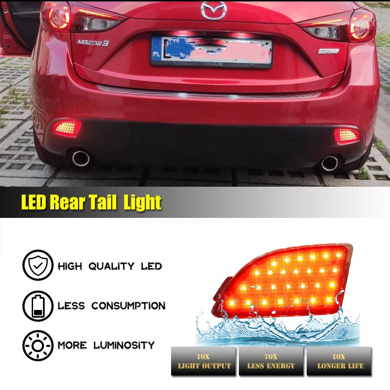2pc Red Bageste Bremse Stopper For Mazda 3 Axela Hatchback 2013 2016 Tilbage Dreje baglygte LED Kofanger Reflektor lampe 1