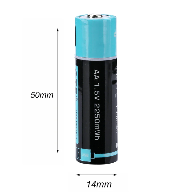 1,5 V USB-AA li-ion Batteri 2550mwh 1500mah kapacitet li-polymer genopladelige lithium usb-batteri USB-kabel 1