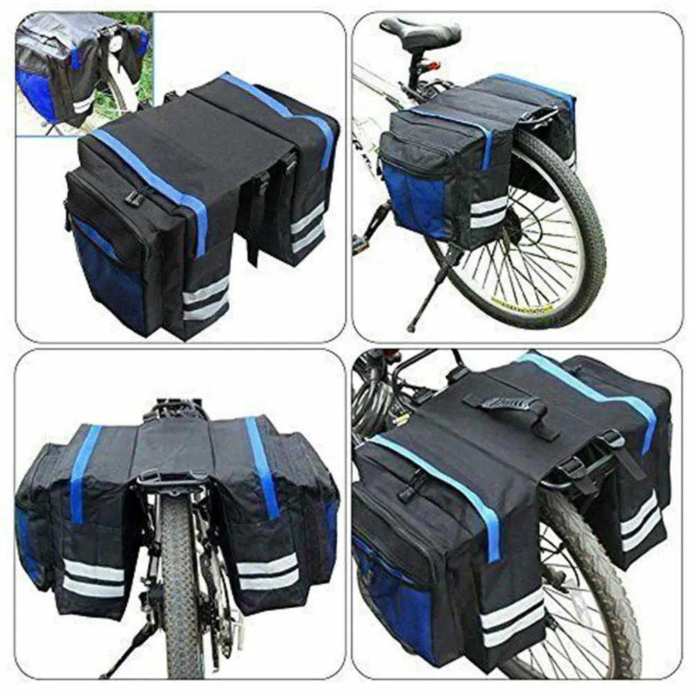 Mesh Multi Pocket Dobbelt Cykeltasker Opbevaring Tilbehør Mountain Cykel, Kuffert, Taske, Reflekterende Stribe På Bagsædet Holdbar Bære Bagage 1