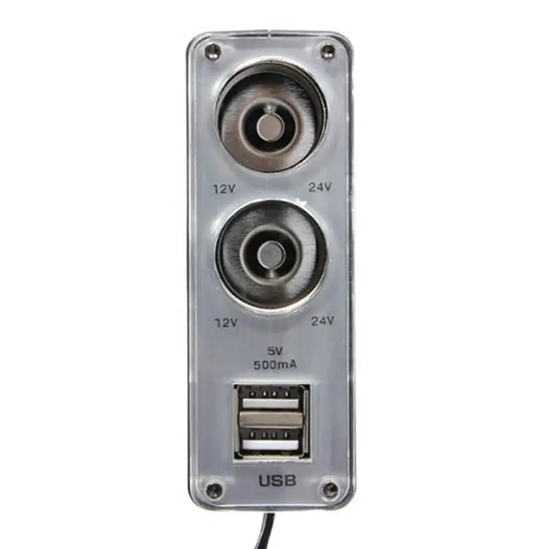 WF-0023 Dual-USB-Udgang 2-Vejs Bil Lighter Stik Splitter Oplader Adapter 1