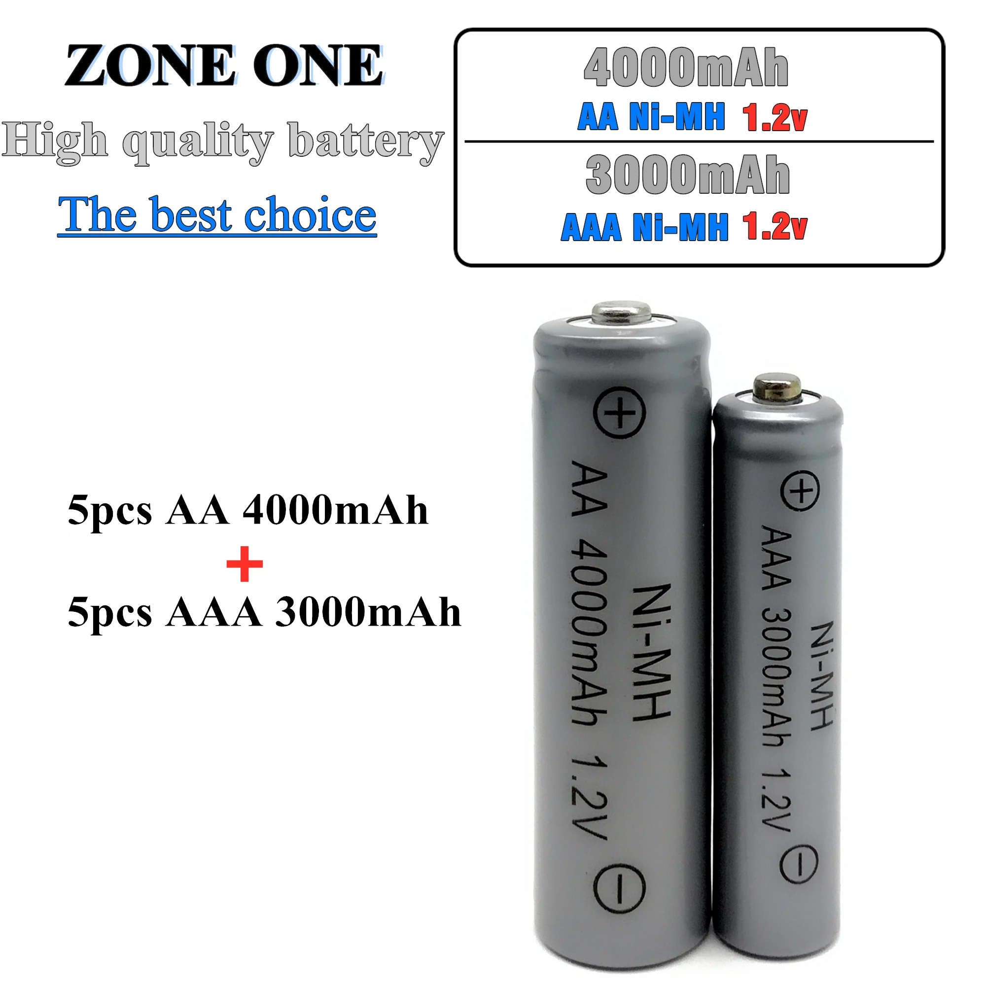 5Pcs aa + 5Pcs aaa/meget høj kvalitet Ni-mh1.2V genopladeligt batteri, Til vækkeur, fjernbetjening 1