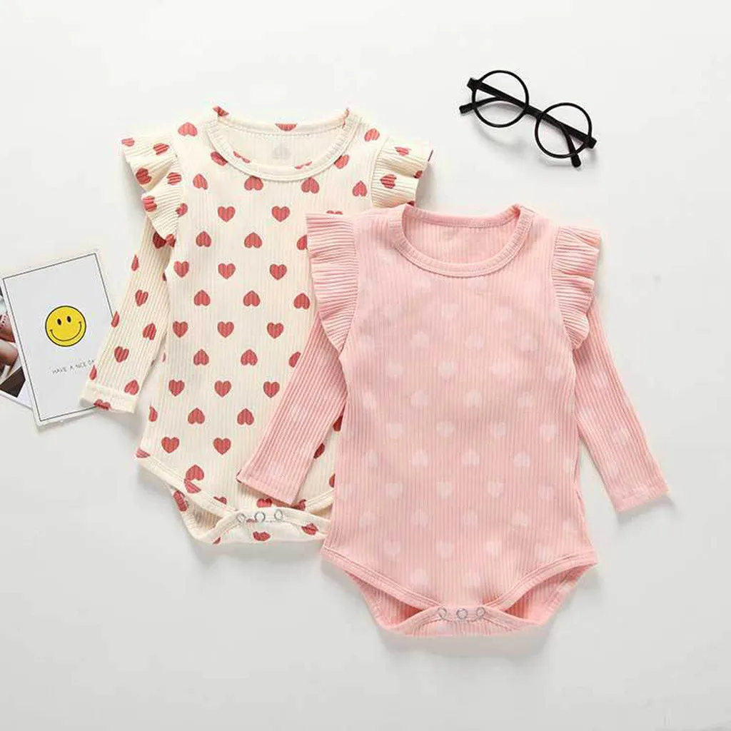 Toddler Baby Pige Flæser Børn Nyfødte Hjertet Ruched Heldragt, Afslappet Tøj Baby Body Tøj Infantil Tøj Kostume 2020 1