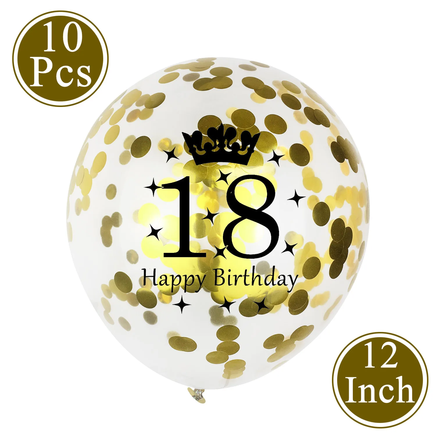Amawill Fejre 18 Party Dekorationer Til Sort Happy Birthday Banner-Guld Nummer 18 Folie Latex Balloner, Konfetti Globos 1