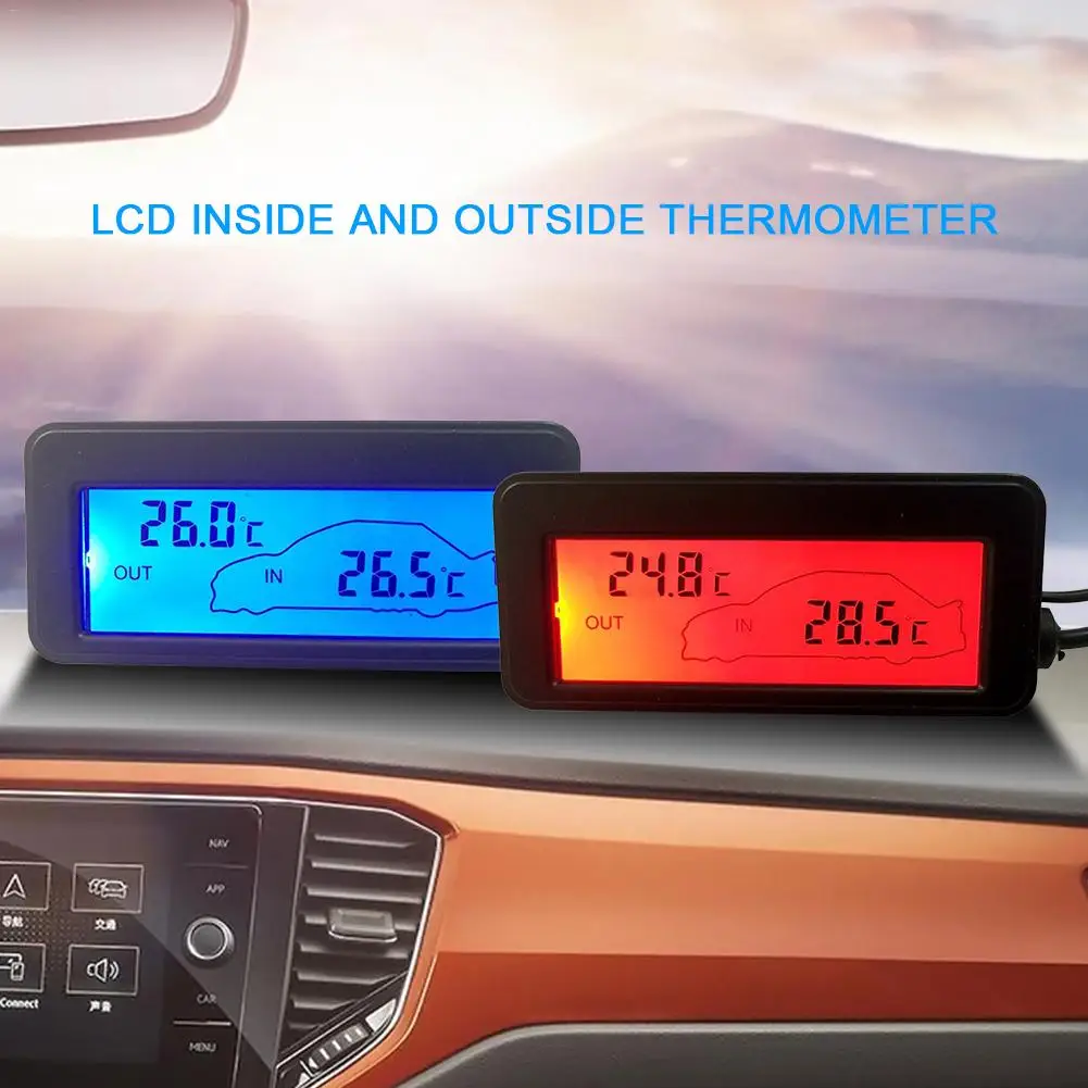 Mini LCD-Termometer DC12V Digital Indendørs behagelig Temperatur Sensor Baggrundslys Luftfugtighed Meter Termometer Hygrometer Måler 1