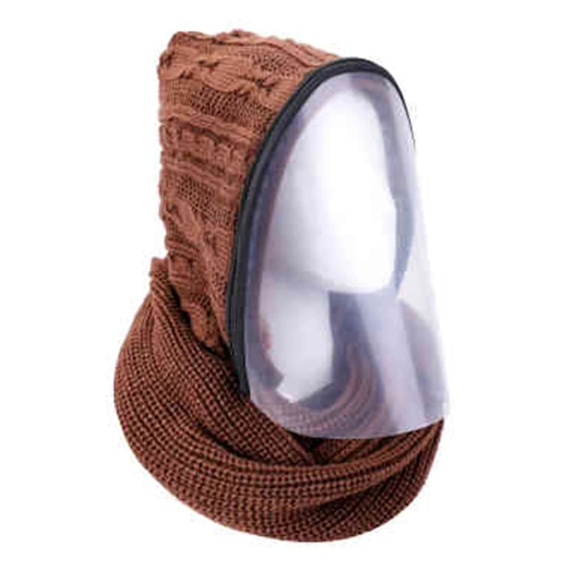Vinteren Hætteklædte Strik Tørklæde med Aftagelig Klar ansigtsskærm Beskyttende Earflap Cap 649C 1