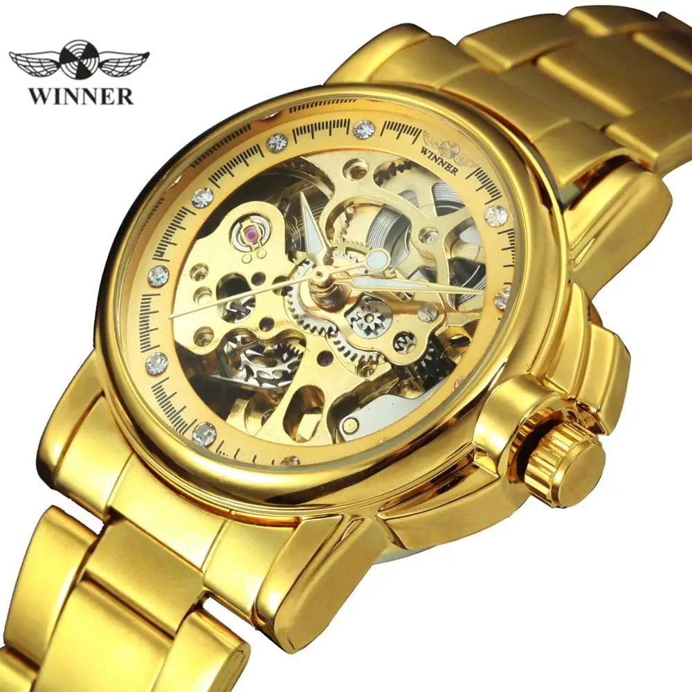 VINDEREN Officielle Golden Kvinder Watch Luksus Elegante Automatisk Mekanisk Armbåndsur i Rustfrit Stål Rem Crystal Ur Piger 2020 1