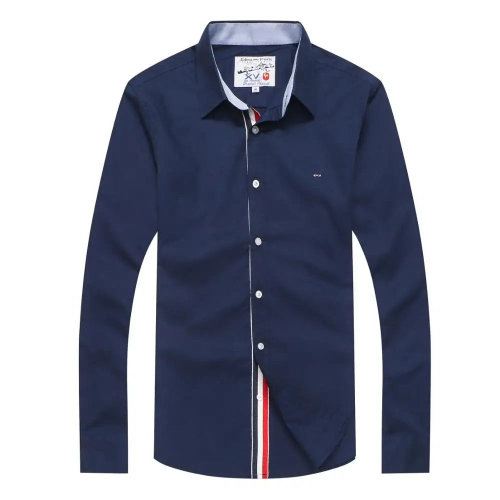 Franske mærke design park shirts til mænd broderi lange ærmer casual skjorte mænd eden mærke bomuld camisa masculina homme 3xl 1