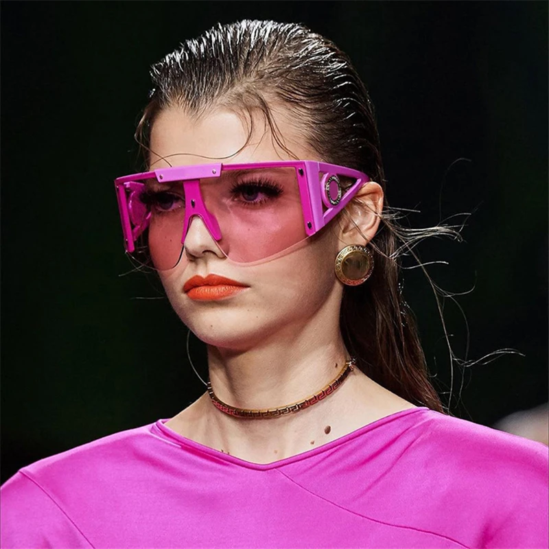 Fashion Design Nyeste Store Billede Overdimensionerede Solbriller Kvinder Luksus Mærke Stor Flad Top Solbriller Trendy Pladsen Gradient Nuancer 1