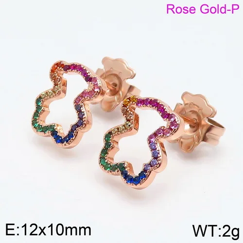 Rose Guld Bære CZ Crystal Stud Øreringe Til Kvinder i Rustfrit Stål Øre Smykker Pendientes 1