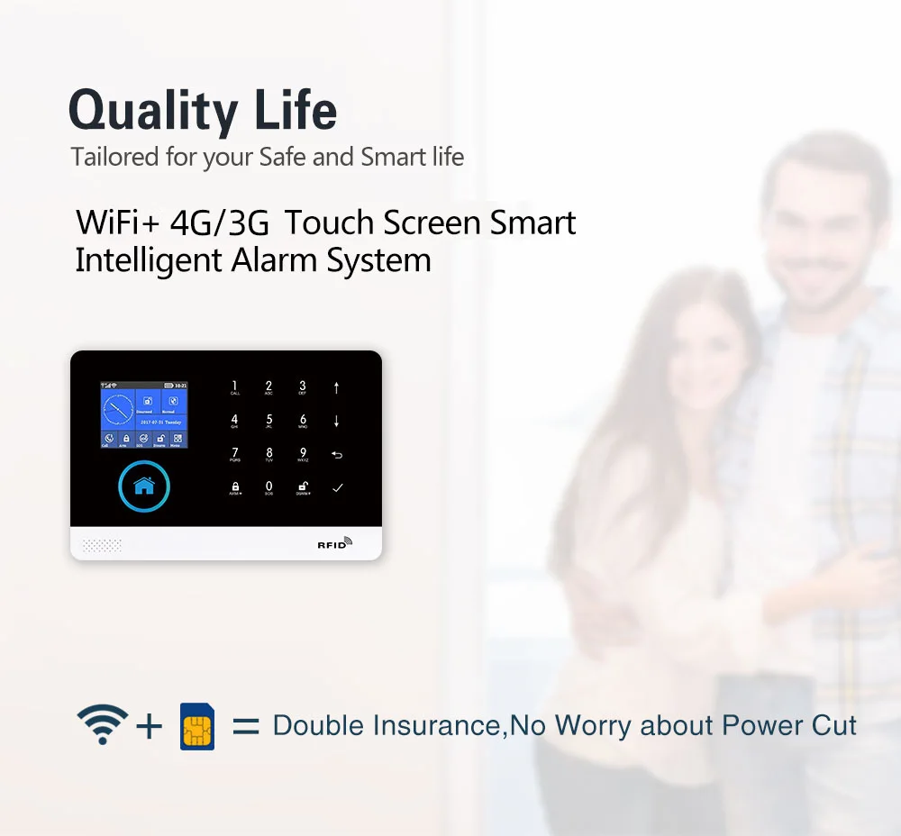 PGST PG103 4G, 3G-GSM Alarm System til Hjem Sikkerhed Alarm med Sol Trådløs Sirene Smart Home Kit Tuya Smart Liv APP Control 1