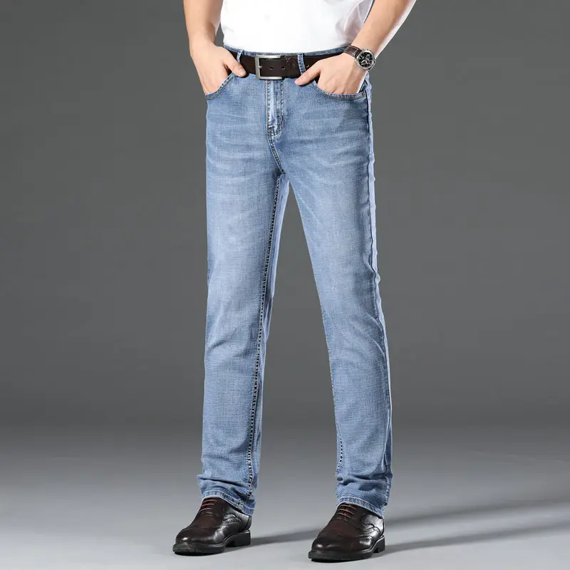 2020 Efteråret Ny Mørk Grå Avancerede Stretch Jeans Mænd Business Casual Fit Regelmæssig Bomuld Denim Bukser Mandlige Brand Bukser 1