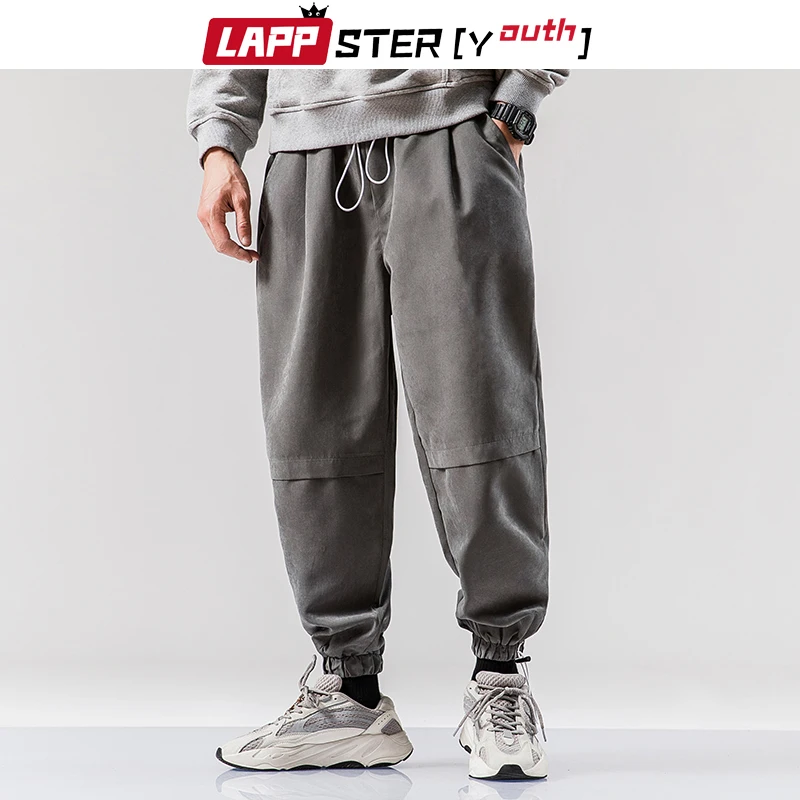 LAPPSTER-Ungdom Sommeren Japansk Streetwear Hiphop Harem Bukser 2020 Herre Harajuku Måde Stablet Sweatpants Sort Plus Størrelse 1