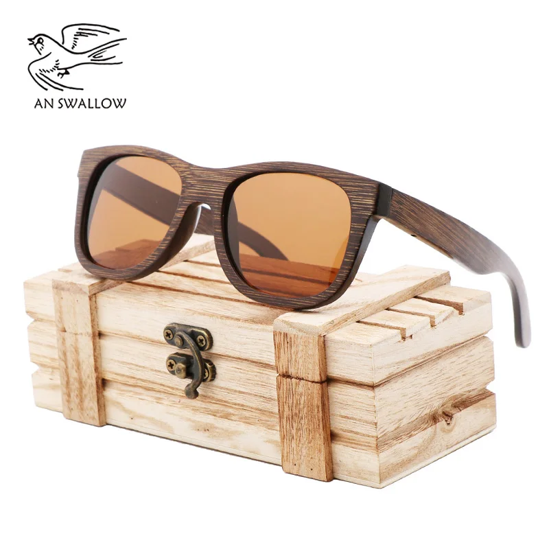 Nye retro trend Polariserede Solbriller i bambus træ solbriller til mænd kørsel Solbriller anti-ultraviolet briller TAC linse UV400 1
