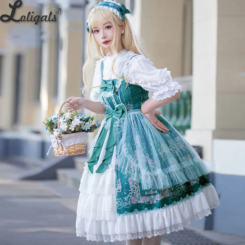 Blomstrende Fairyland ~ 2020 Vintage Trykt Uden Ærmer Lolita Kjole Midi-Party Dress 1