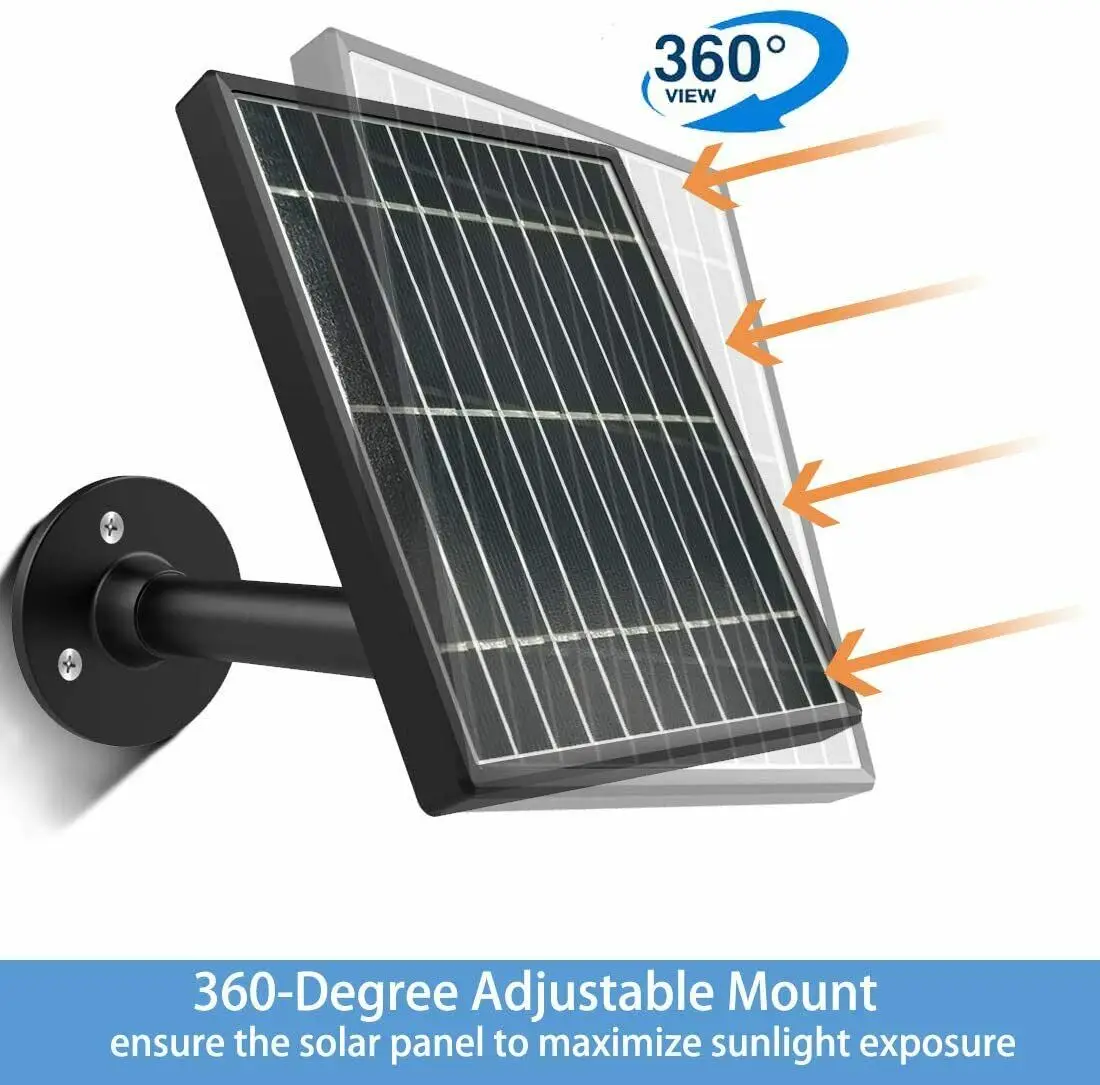 Solar panel for Ring Video Dørklokken 2, 3.5 W Udgangseffekt, 360 Aluminium Beslag 1