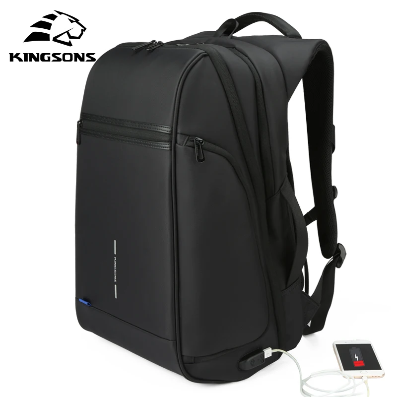 Kingsons Mand Rygsæk Passer 15 17 tommer Laptop USB-Opladning Multi-lag Plads Rejse Mandlige Bag Anti-tyv Mochila 1