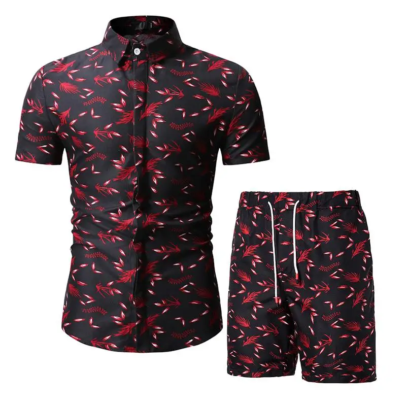 26color Mænd Hawaii Casual Sæt Mode 2 STK Sved Passer kortærmet shirt+Shorts Sæt Mandlige Træningsdragt sommerferie Sportsuit 1