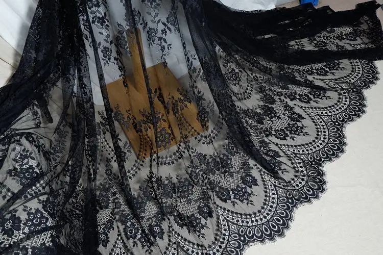150CM bred eyelash lace stof Broderet DIY tøj brudekjole tabel flag tilbehør 1