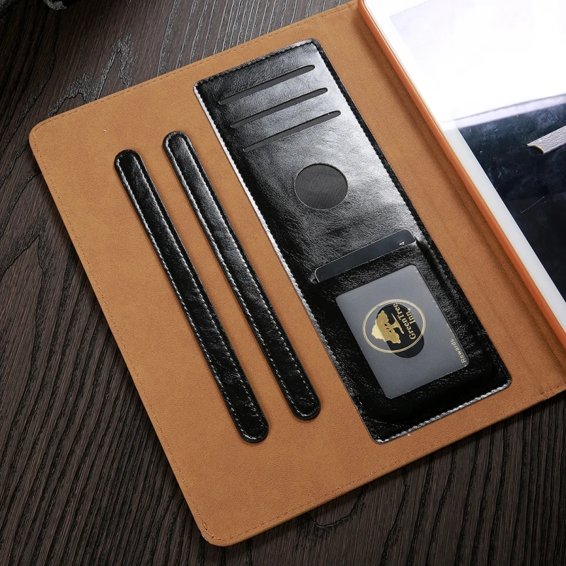 Haweel Tablet Tilfælde Crazy Horse Tekstur Vandret Flip etui til iPad 9.7 (2018) (2017) med Indehaveren & Card Slots Tilbehør 1