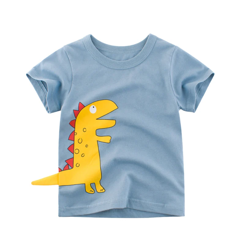 T-Shirt Dinosaur Drenge, Piger, Børn, Børn, Toppe Bomuld Tøj Print Korte Ærmer Sommer Tøj Tegnefilm lille Barn Tee for 2-8 Y 1