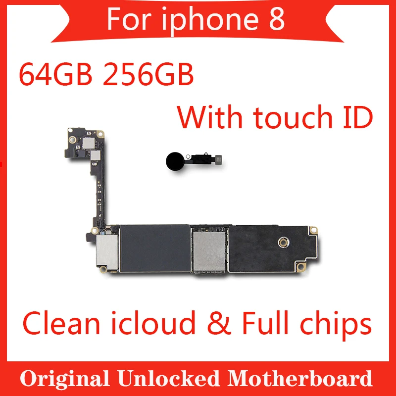 Oprindelige iphone, 8 fuld chips bundkort 64gb 256gb Factory unlocked bundkort til iphone 8 med touch-ID IOS Systm 1