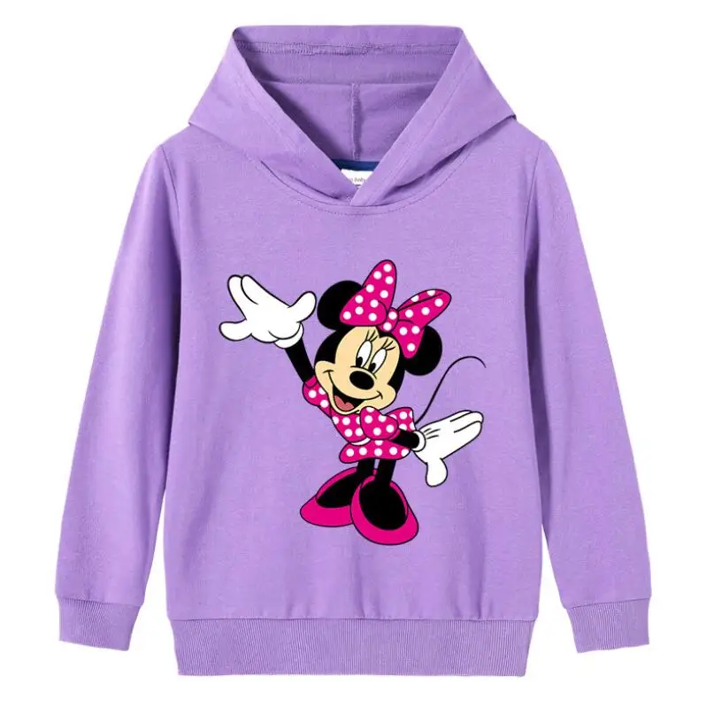 Disney Minnie Mouse Bomuld Trøje med Lange Ærmer T-shirt Efteråret Tegnefilm Børne Tøj Toppe Baby Pige Børns Hættetrøjer 1