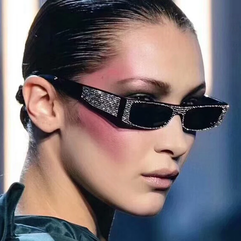 2018 Luksus italienske Mærke Solbriller Kvinder Krystal Square Solbriller Spejl Retro Fuld Stjerne Solen Briller Kvinder Sort Grå 5151R 1