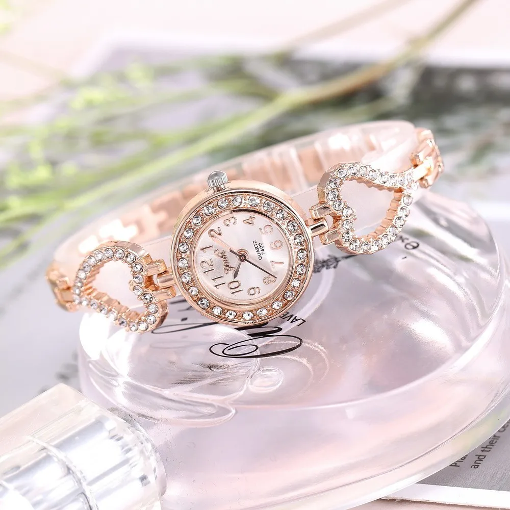Top Mærke Luksus Armbånd Kvinders Mode Ure Quartz Krystal Rhinestone Se Ladies Casual Kjole Sport Armbåndsur Reloj Mujer 1