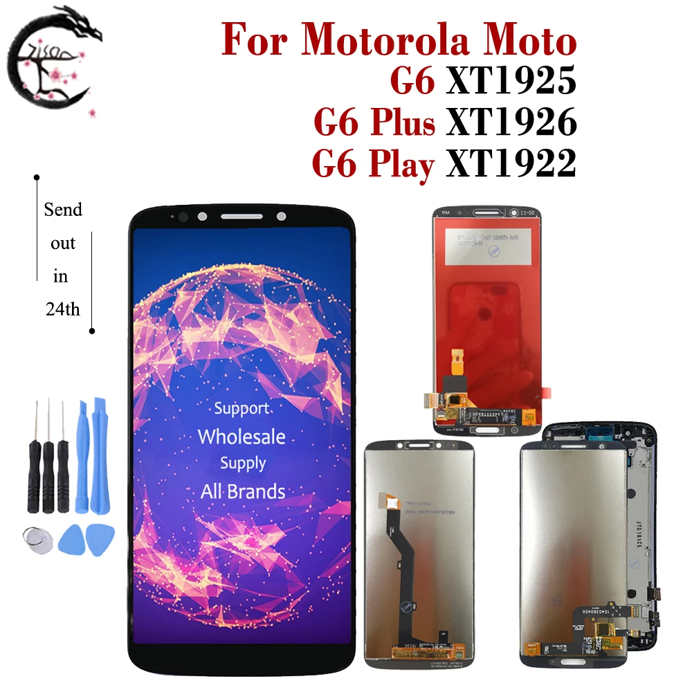 LCD-skærm Med Ramme For Motorola Moto G6 XT1925 LCD-G6 plus XT1926 Skærm Touch Digitizer Assembly G6 spille XT1922 Vise Nye 1