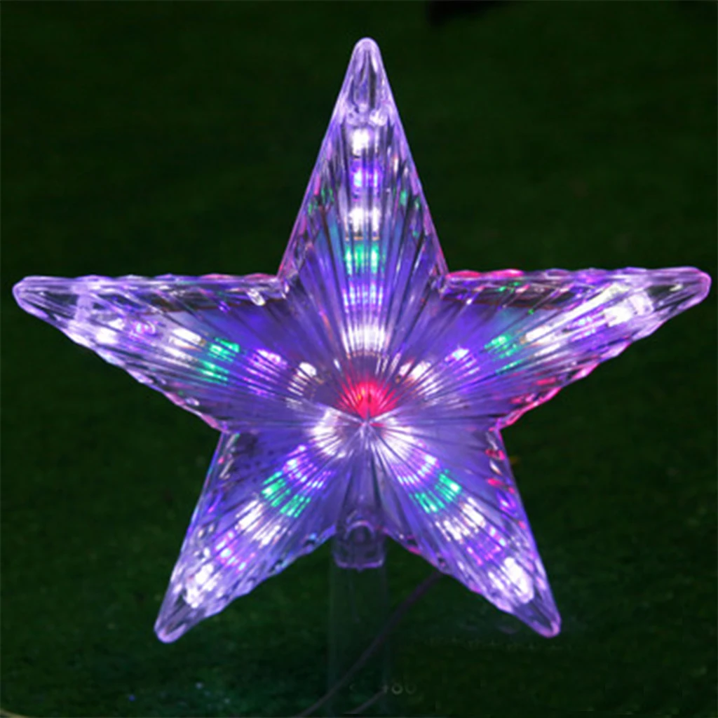 Vandtæt 8 Blinkende Modes LED Pentagram Eventyr Star Light Ornament Jul Xmas Tree Top Dekoration Wedding Party Indretning 1