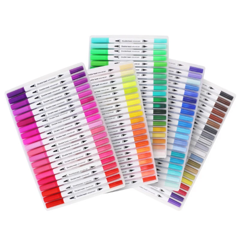 Dual Tip Børste Kunst Markører Pen 12/24/36/48/60/80/100 Farver Akvarel Pens For Tegning, Maleri, Kalligrafi Kunst Forsyninger 1
