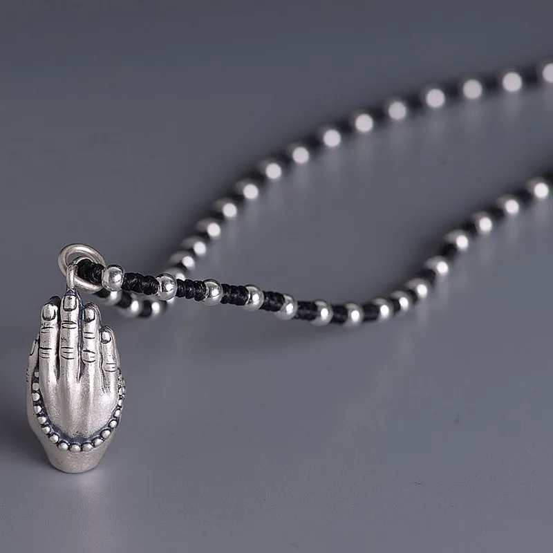 Nye S925 ægte Sølv Halskæde til Kvinder Mode Hånd Vævet 4mm 925 Sølv Perle Voks Halskæde Kvinders sølv Halskæde 1