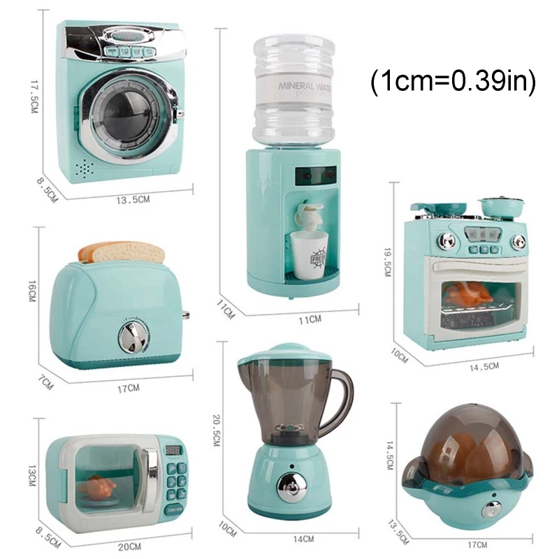 Børn Køkken Toy Simulering Vaskemaskine Brød Kaffefaciliteter Ovn Mikrobølgeovn Piger Play House Rolle Spiller Interaktivt Legetøj 1
