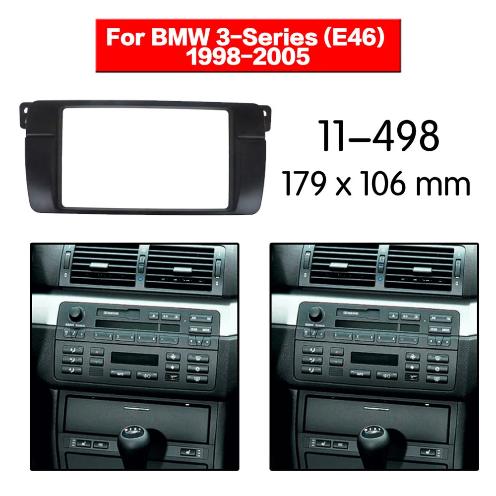 Car Radio Fascia Mms-Ramme-Kit Til BMW 3-Serien (E46) 1998-2005 Lyd Bezel Facia Panel Trim Dash 2-Din monteringssæt 1