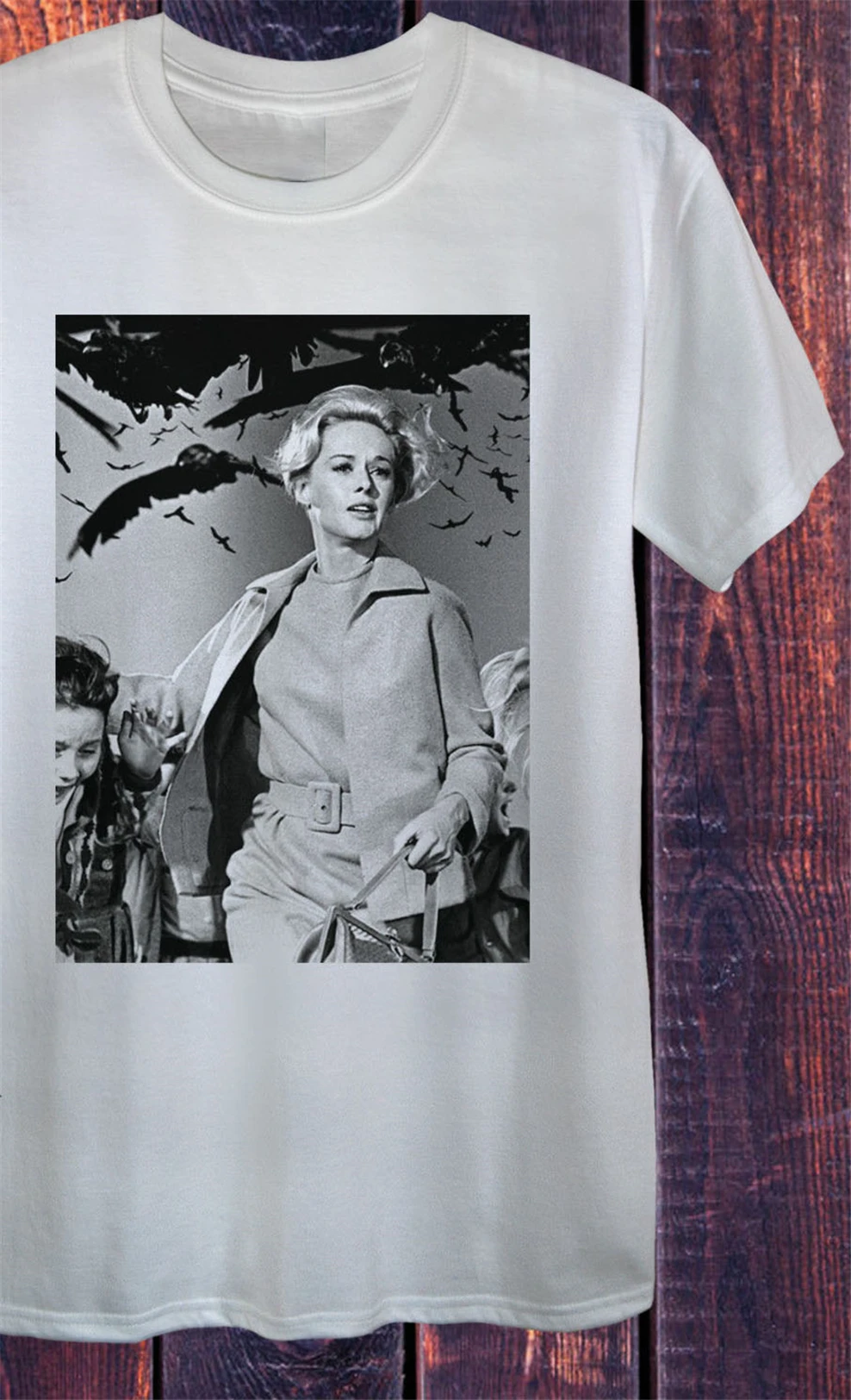 Hitchcocks Fugle Hvid T-Shirt Unisex Grå Mand Kvinde Top Monteret Horror Løs Plus Størrelse? T-Shirt 1