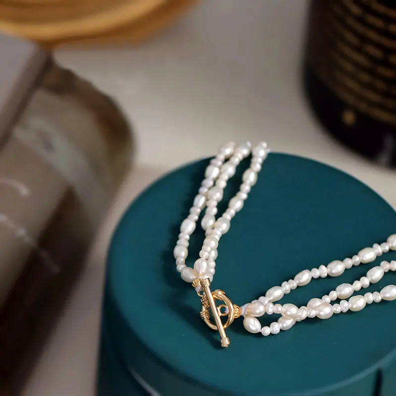 SINZRY udsøgt dame smykker håndlavet tre lag naturlige perle vintage perle halskæder chokers 1