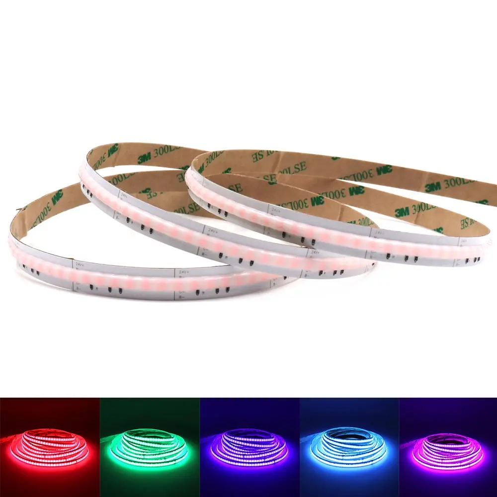RGB COB LED Strip 24V 630 LEDs/m Bløde Fleksible COB Tape Farverige Mobile APP Styret LED-Lys til Indendørs Belysning 1