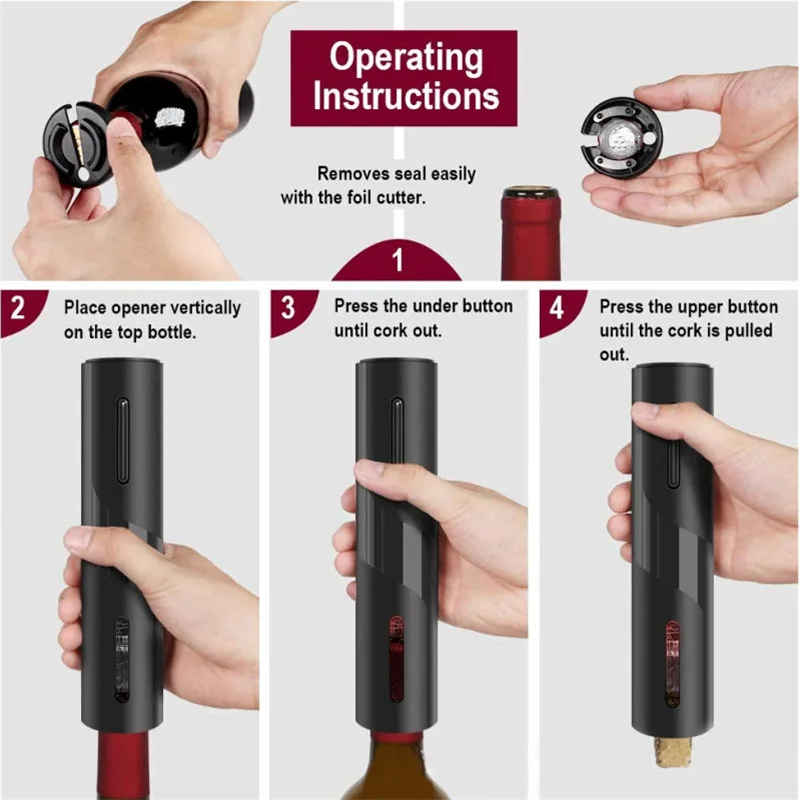 Elektrisk Vin Oplukker Automatisk Proptrækker Vin Oplukker med Folie Cutter USB Opladning Kabel Batteri-Drevet til Valg 1