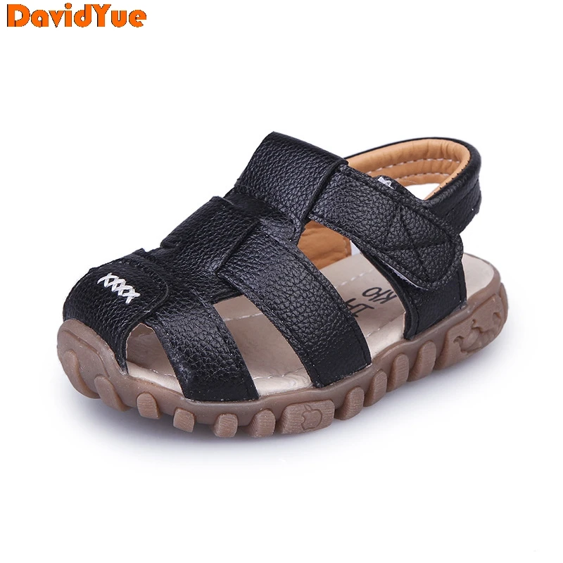 Davidyue læder kids sandaler drenge blødt læder i sommeren drenge, piger, børn, beach sko kids sport sandaler 1