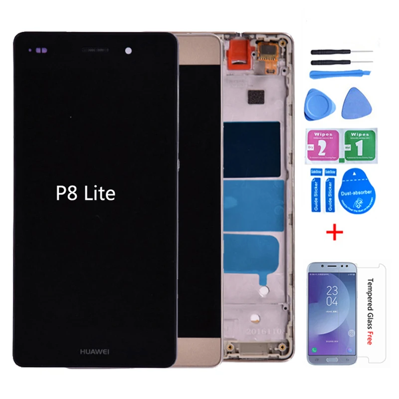 For Huawei P8 Lite ALE-L21 LCD-Skærm Touch screen Digitizer Assembly Med ramme ELLER For P8 lite lcd-uden ramme 1