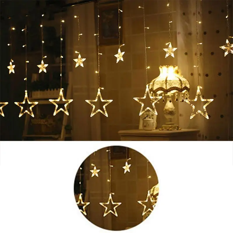 12pcs femtakket Stjerne LED Strip Light stjernehimmel Lampe Gardin Vandfald Lys juletræ Nye År, Hjem Indendørs Dekoration 1