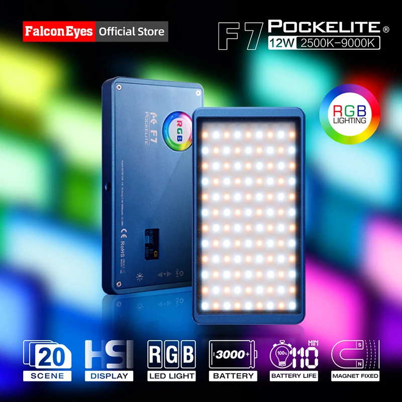 FalconEyes 12W RGB-LED-Mini Pocket Kamera Lys Med 16 Special-Effekter Tilstande Bærbare Til Video/Foto/Produkt-Fotografering F7 1
