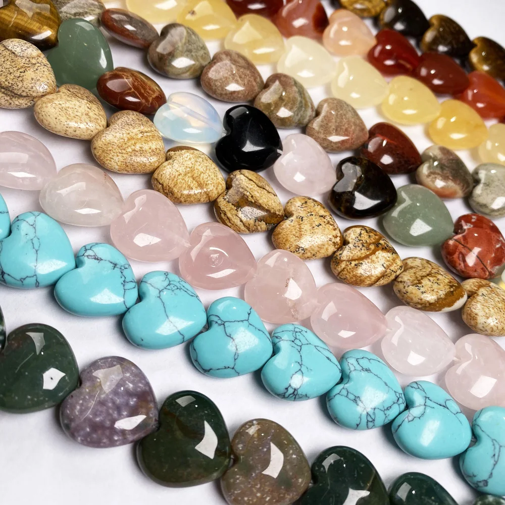 Natursten Hjerte form Løse Perler Crystal Halvfabrikata Streng Perler til Smykker at Gøre DIY Armbånd Halskæde Tilbehør 1