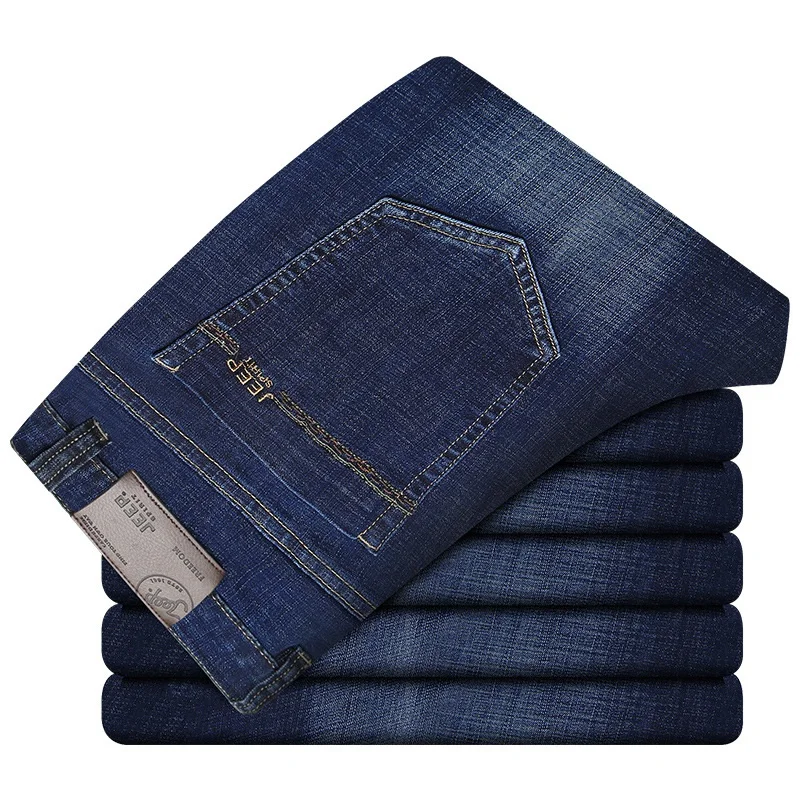 Helt Nye Efterår Og Vinter Denim Bukser Til Mænd Tyk Lige Hommes Jeans Business Casual Stretch Mørk Blå Jeans Mænd Tøj 28-44 1