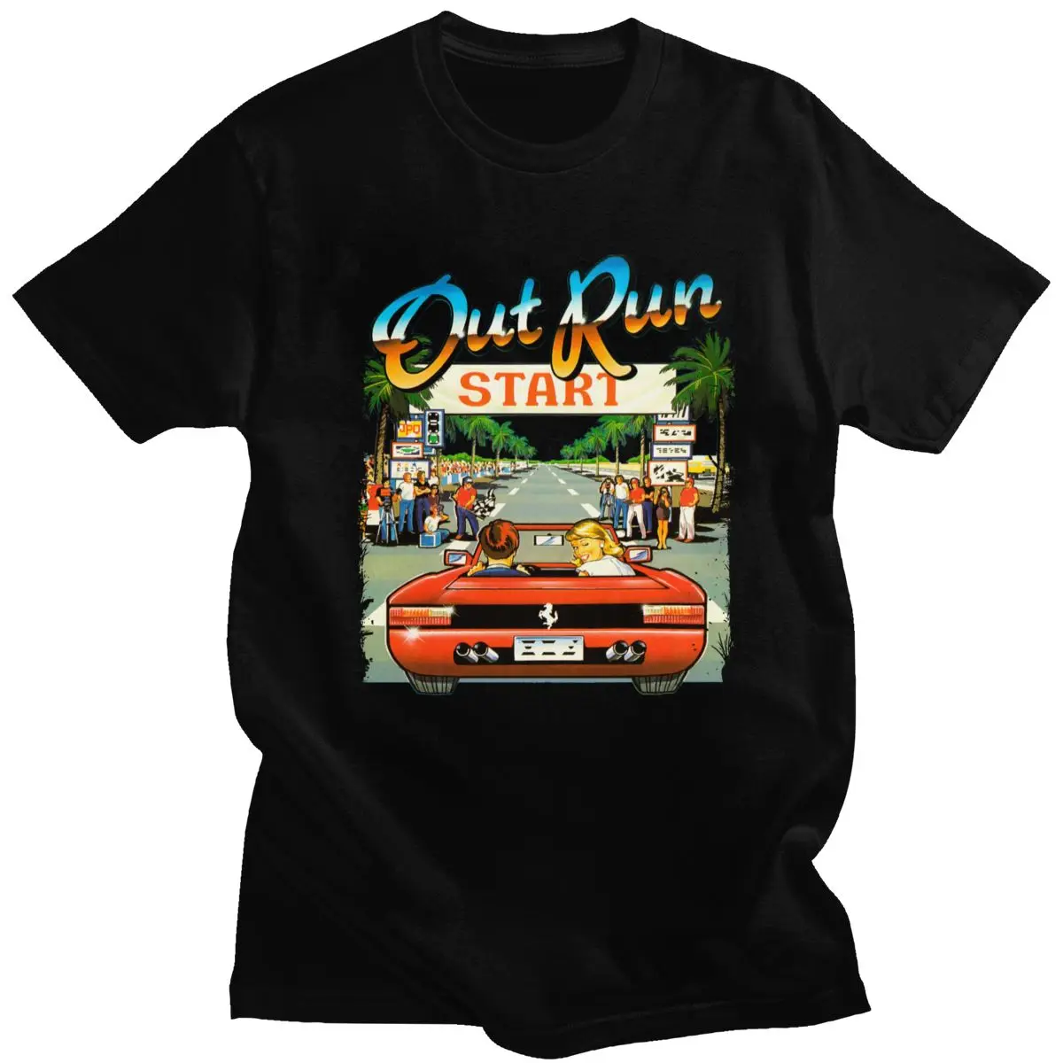 Japansk Arcade Racing videospil Ud af Løbe T-Shirt Mænd Kort Ærme Vintage 80'erne Konsol Gaming T-shirt Løbe Tshirt Bomuld Tee 1